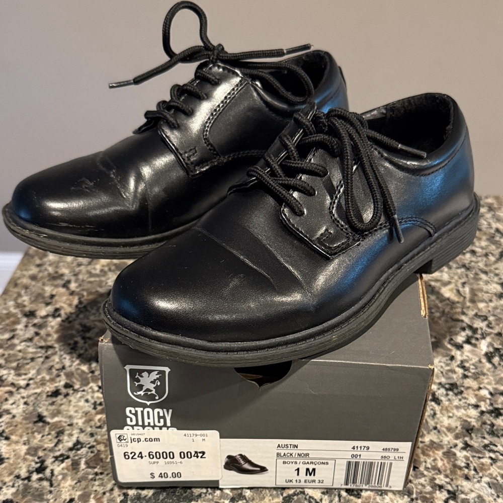 Stacy Adams Boys Classic Black Leather Derbys